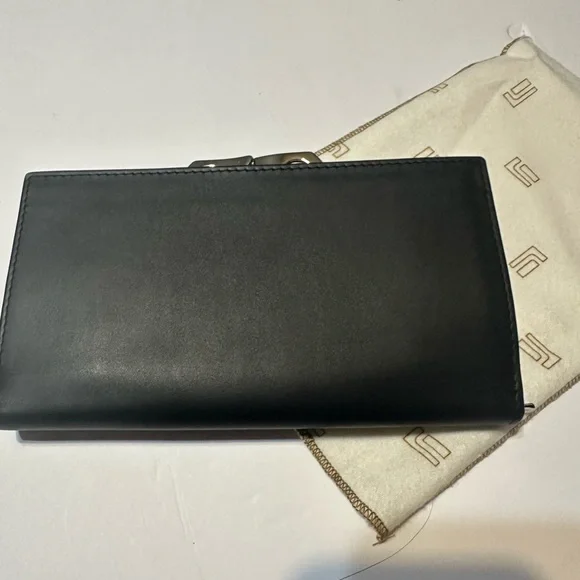Jafferjees Black Leather Wallet 8” x 4” Dust Cover New In Box - Picture 7 of 7